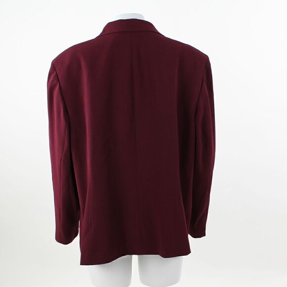Le Suit Plus Size one-Button Burgundy Blazer - Picture 3 of 5